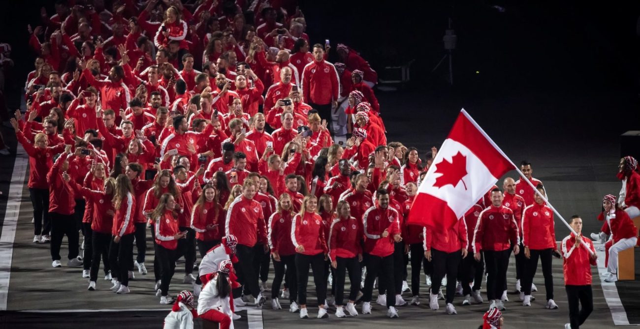 The Canadian olympic team enters the stadium