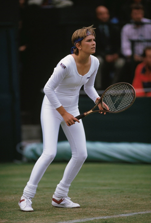 Anne White at wimbledon wearing a full body suit