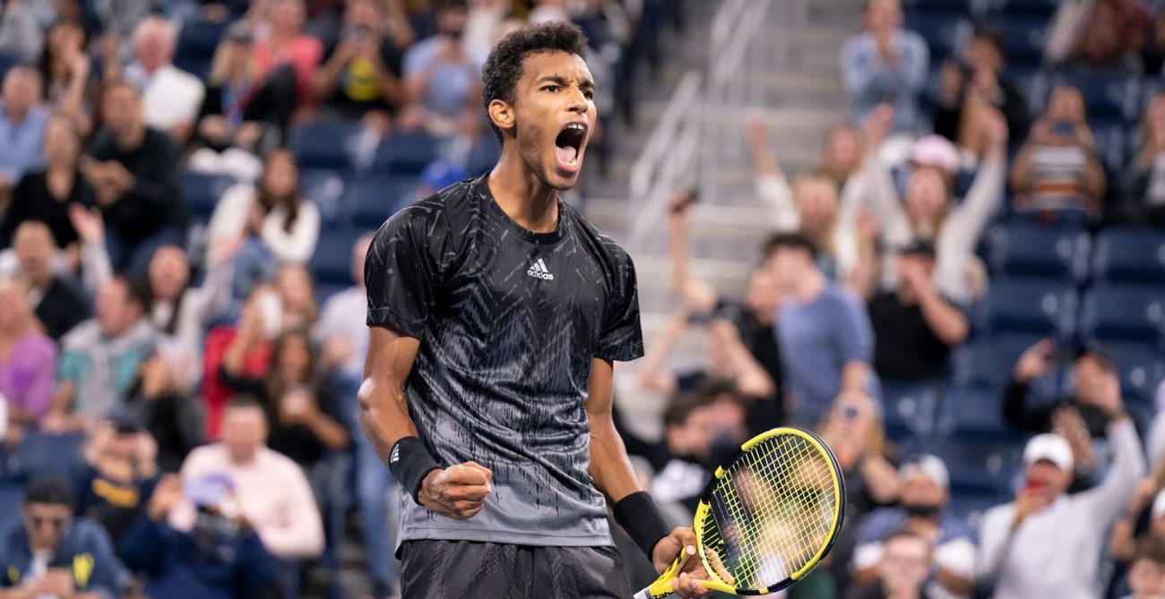 Auger-Aliassime roars at the US Open in celebration