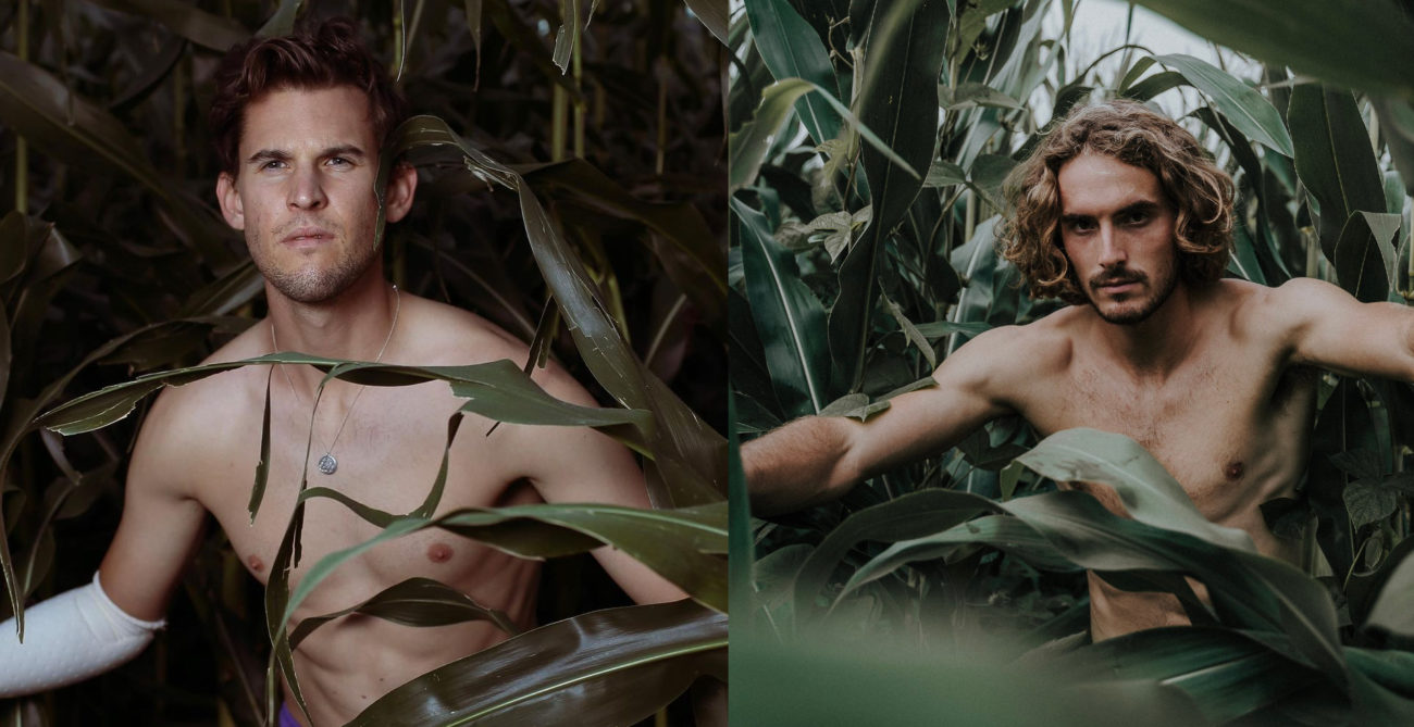 Dominic Thiem and Stefanos Tsitsipas in photoshots in the nature