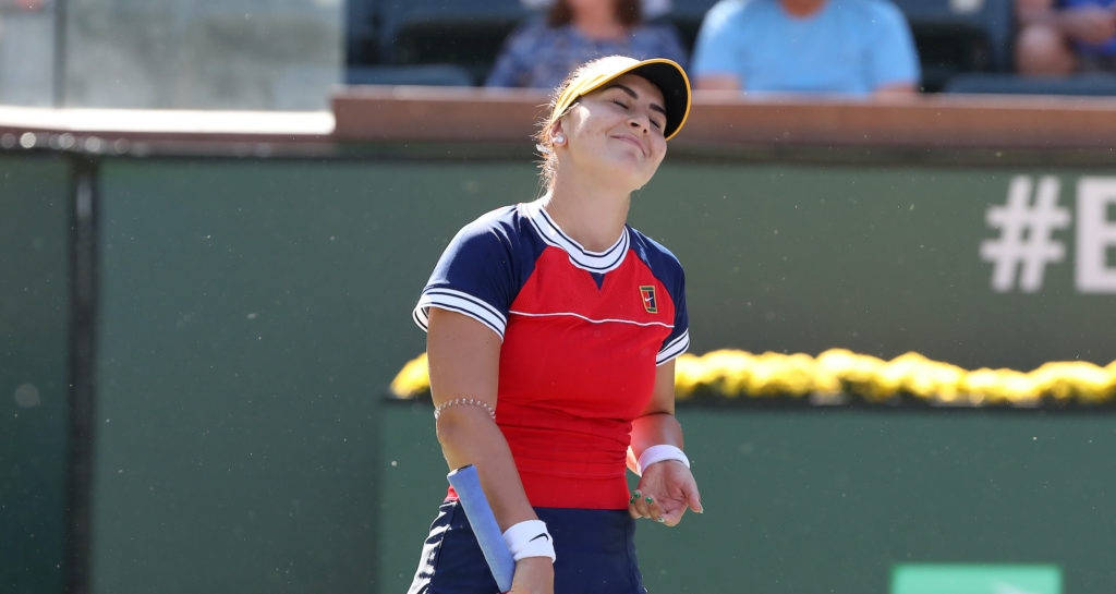 Andreescu looks up during loss in indian wells
