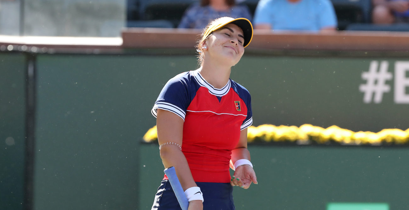 Andreescu looks up during loss in indian wells