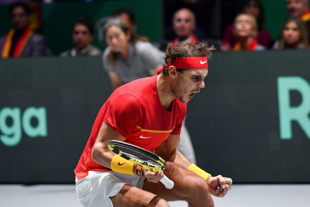 Nadal celebrates a point won