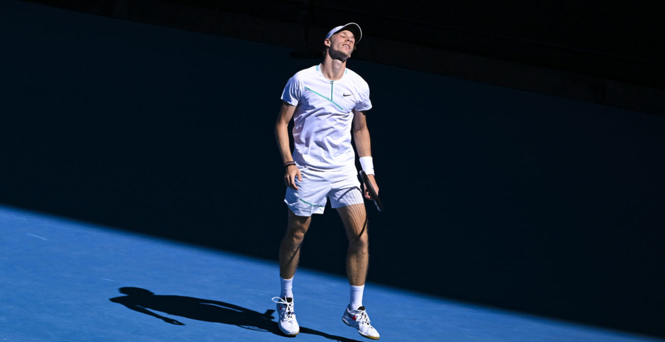 denis shapovalov looks to the sky at australian open 2022