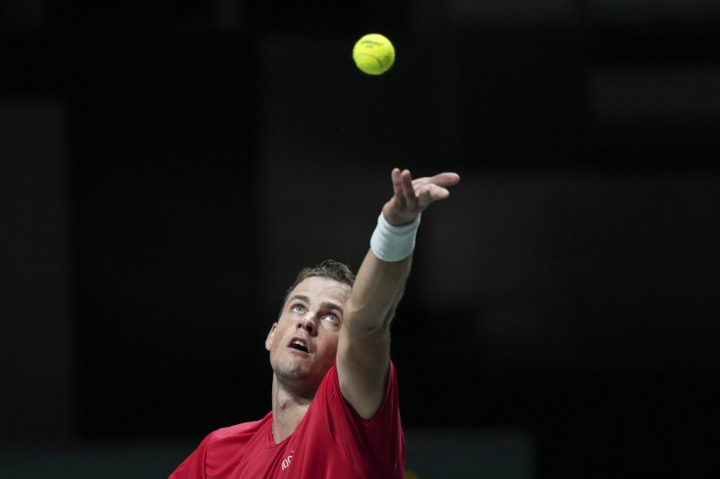 Vasek Pospisil at the Davis Cup finals in Madrid