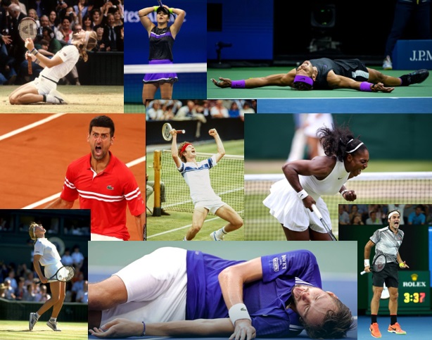 Montage of tennis players celebrating