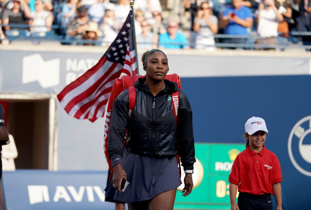 Serena walking on court