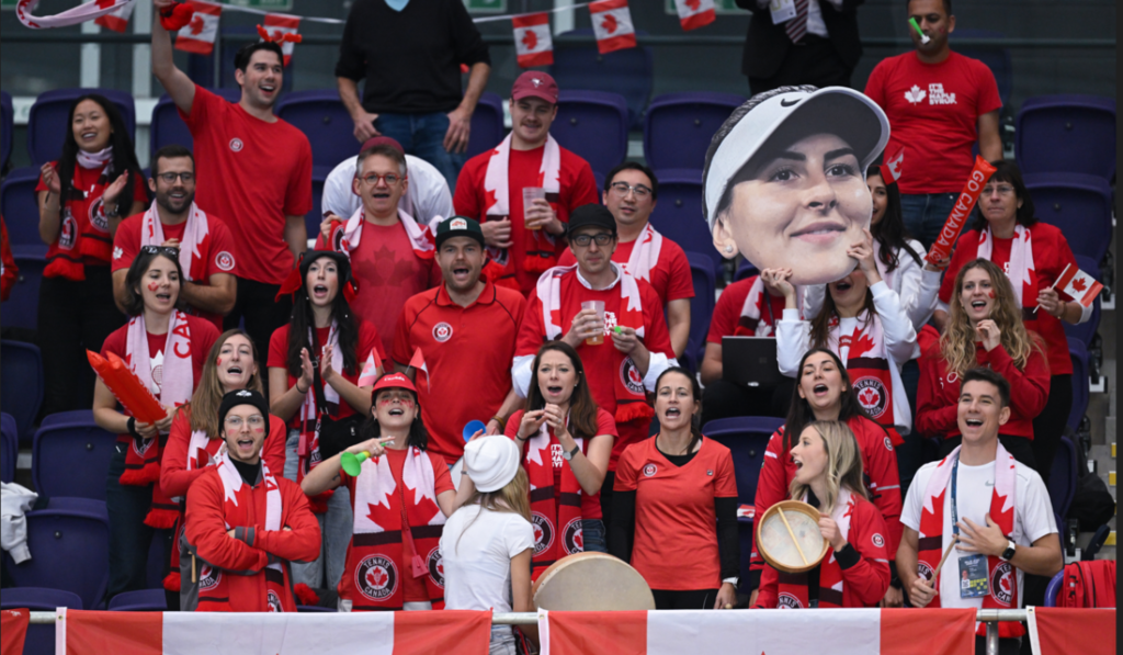 Canadian fans cheer in the stands