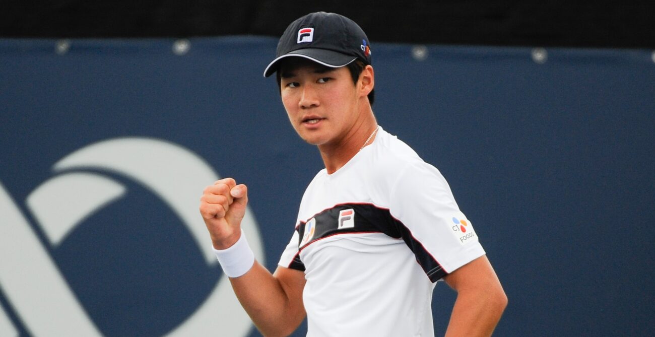 Soonwoo Kwon pumps his fist. He will lead Team Korea at the upcoming Davis Cup tie with Canada.